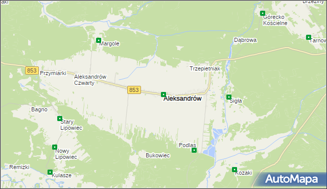 mapa Aleksandrów powiat biłgorajski, Aleksandrów powiat biłgorajski na mapie Targeo