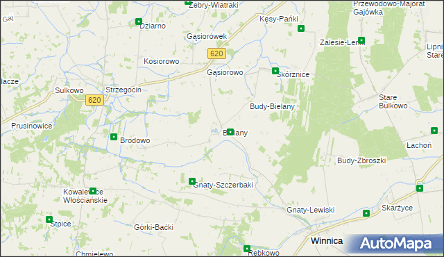 mapa Bielany gmina Winnica, Bielany gmina Winnica na mapie Targeo