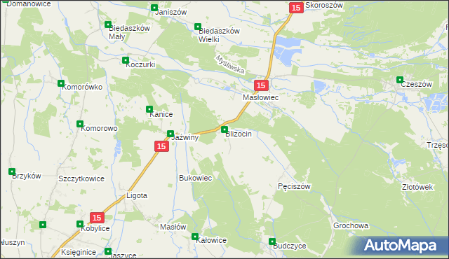 mapa Blizocin gmina Trzebnica, Blizocin gmina Trzebnica na mapie Targeo