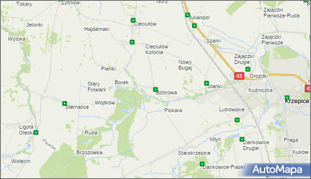 mapa Bobrowa gmina Rudniki, Bobrowa gmina Rudniki na mapie Targeo
