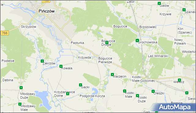 mapa Bogucice Pierwsze, Bogucice Pierwsze na mapie Targeo