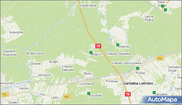 mapa Bogucin gmina Garbatka-Letnisko, Bogucin gmina Garbatka-Letnisko na mapie Targeo