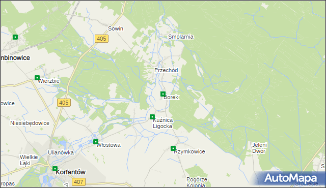 mapa Borek gmina Korfantów, Borek gmina Korfantów na mapie Targeo