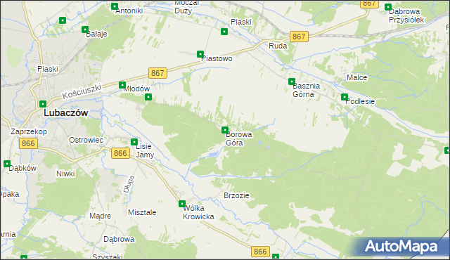 mapa Borowa Góra gmina Lubaczów, Borowa Góra gmina Lubaczów na mapie Targeo