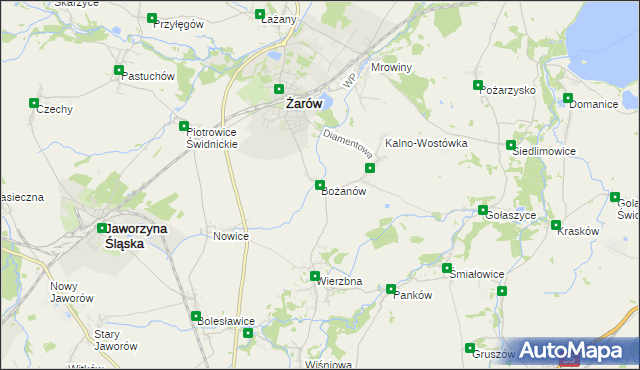 mapa Bożanów, Bożanów na mapie Targeo