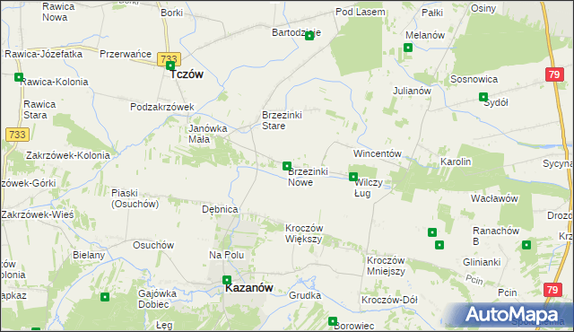 mapa Brzezinki Nowe, Brzezinki Nowe na mapie Targeo
