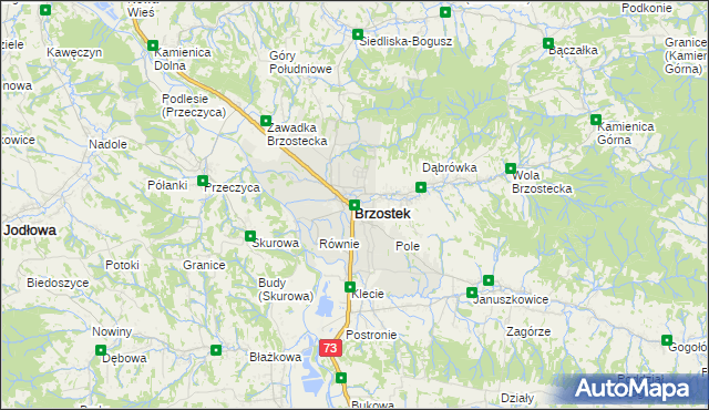 mapa Brzostek powiat dębicki, Brzostek powiat dębicki na mapie Targeo