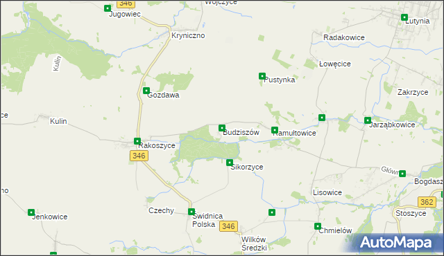 mapa Budziszów gmina Kostomłoty, Budziszów gmina Kostomłoty na mapie Targeo