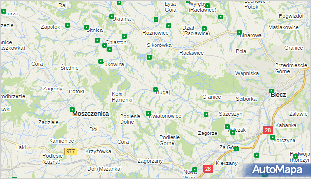 mapa Bugaj gmina Biecz, Bugaj gmina Biecz na mapie Targeo