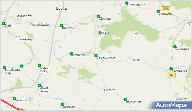 mapa Cesarzowice gmina Środa Śląska, Cesarzowice gmina Środa Śląska na mapie Targeo