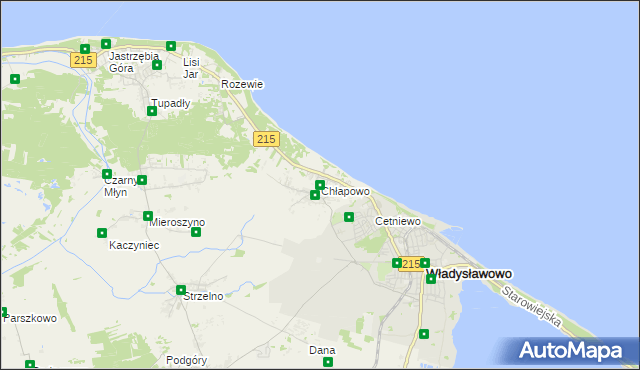 mapa Chłapowo gmina Władysławowo, Chłapowo gmina Władysławowo na mapie Targeo