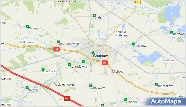 mapa Chojnów powiat legnicki, Chojnów powiat legnicki na mapie Targeo