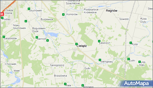 mapa Cielądz, Cielądz na mapie Targeo