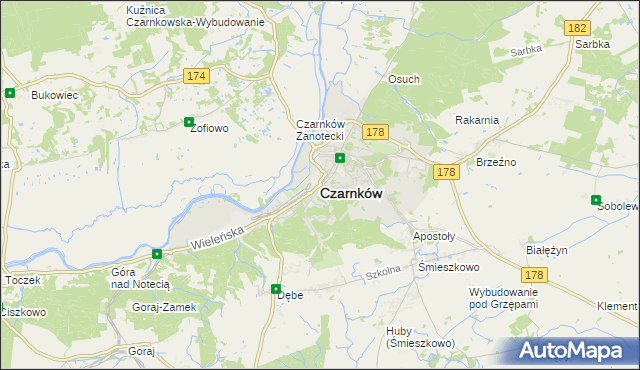 mapa Czarnków, Czarnków na mapie Targeo