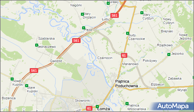 mapa Czarnocin gmina Piątnica, Czarnocin gmina Piątnica na mapie Targeo