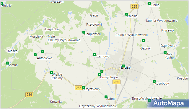 mapa Czarnowo gmina Brusy, Czarnowo gmina Brusy na mapie Targeo