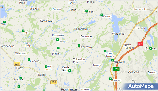 mapa Czeczewo gmina Przodkowo, Czeczewo gmina Przodkowo na mapie Targeo