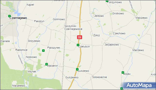mapa Czeluścin gmina Czerniejewo, Czeluścin gmina Czerniejewo na mapie Targeo