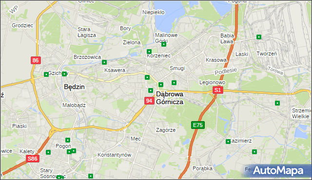 mapa Dąbrowa Górnicza, Dąbrowa Górnicza na mapie Targeo