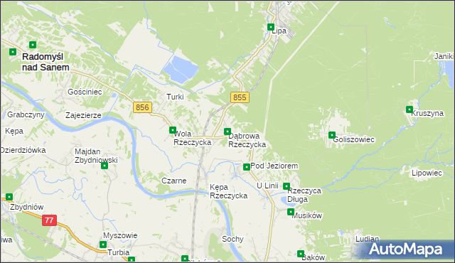 mapa Dąbrowa Rzeczycka, Dąbrowa Rzeczycka na mapie Targeo