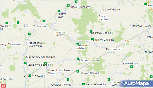 mapa Dąbrowa Wielka gmina Czyżew, Dąbrowa Wielka gmina Czyżew na mapie Targeo