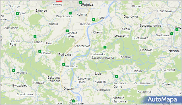 mapa Dąbrówka Szczepanowska, Dąbrówka Szczepanowska na mapie Targeo