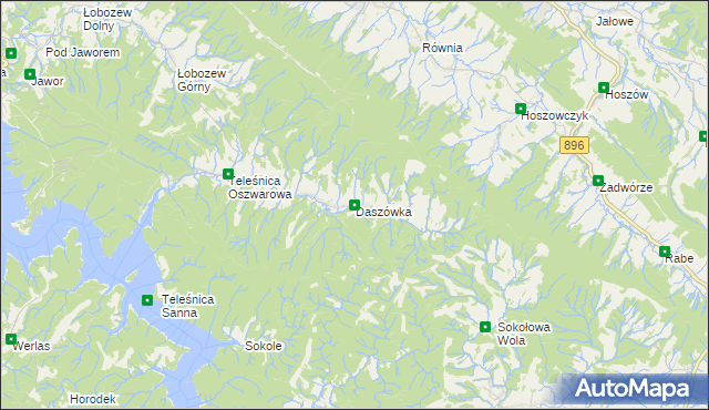 mapa Daszówka gmina Ustrzyki Dolne, Daszówka gmina Ustrzyki Dolne na mapie Targeo