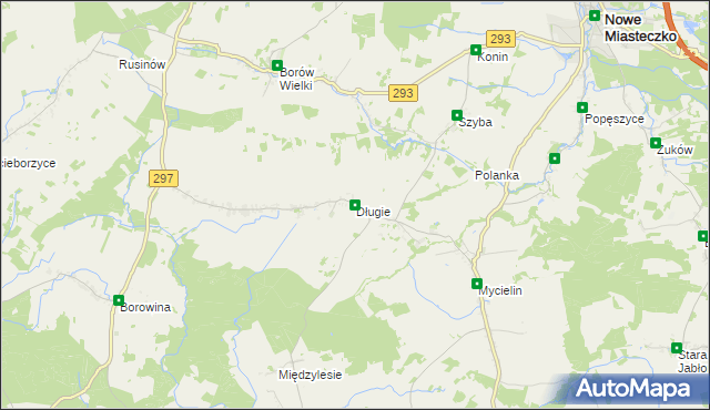 mapa Długie gmina Szprotawa, Długie gmina Szprotawa na mapie Targeo