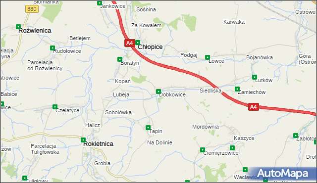 mapa Dobkowice gmina Chłopice, Dobkowice gmina Chłopice na mapie Targeo
