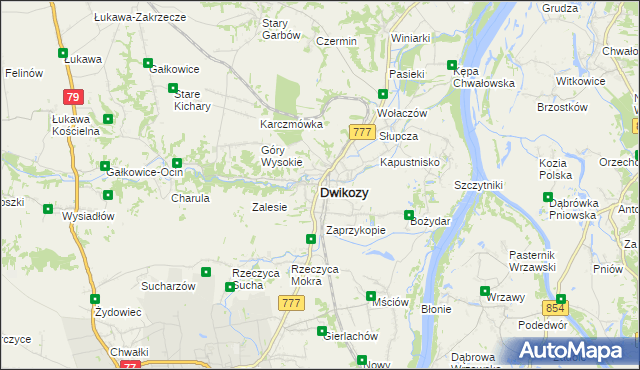 mapa Dwikozy, Dwikozy na mapie Targeo