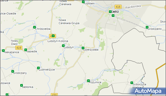 mapa Dzierżysław gmina Kietrz, Dzierżysław gmina Kietrz na mapie Targeo