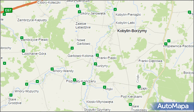 mapa Franki-Piaski, Franki-Piaski na mapie Targeo
