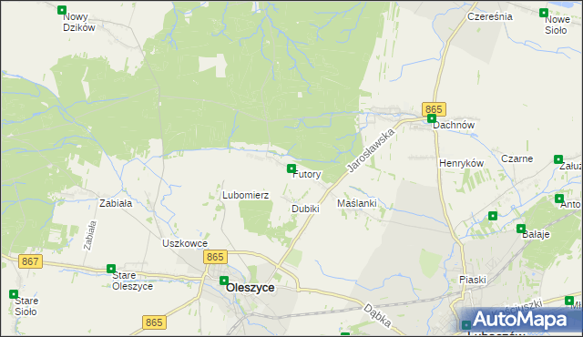 mapa Futory, Futory na mapie Targeo