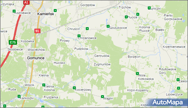 mapa Gertrudów, Gertrudów na mapie Targeo