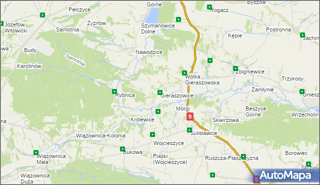 mapa Gieraszowice, Gieraszowice na mapie Targeo