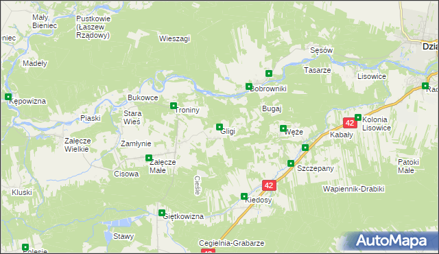 mapa Gligi, Gligi na mapie Targeo