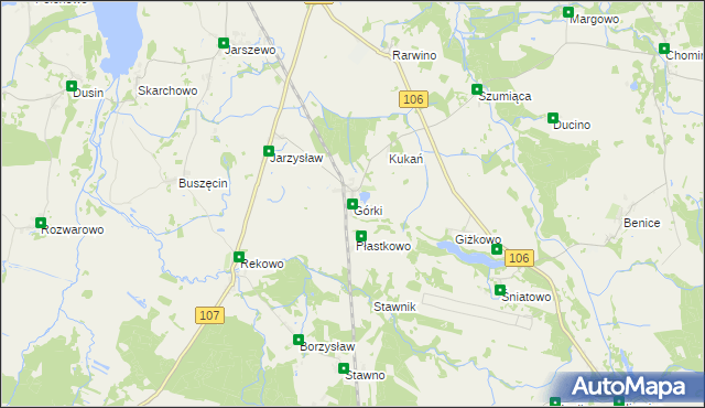 mapa Górki gmina Kamień Pomorski, Górki gmina Kamień Pomorski na mapie Targeo