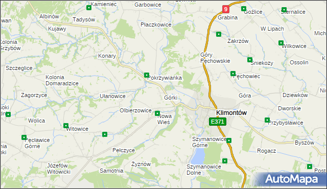 mapa Górki gmina Klimontów, Górki gmina Klimontów na mapie Targeo