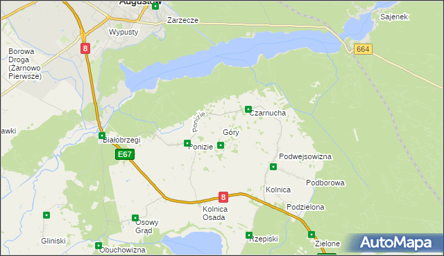 mapa Góry gmina Augustów, Góry gmina Augustów na mapie Targeo