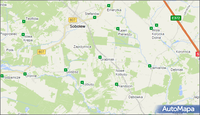 mapa Grabniak gmina Sobolew, Grabniak gmina Sobolew na mapie Targeo