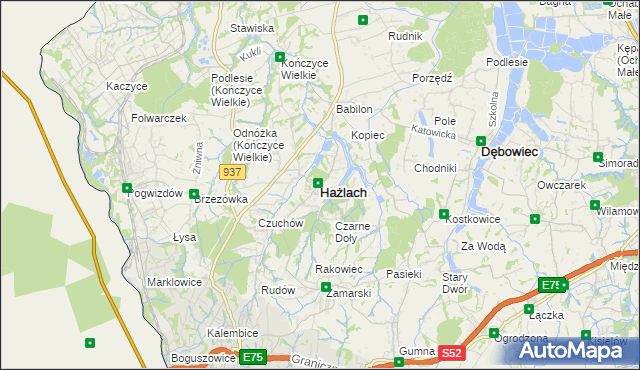 mapa Hażlach, Hażlach na mapie Targeo