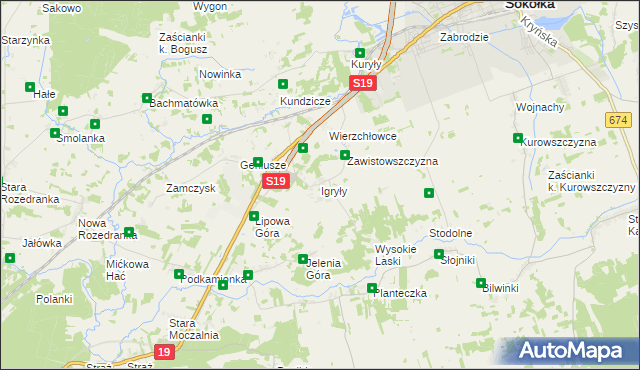 mapa Igryły, Igryły na mapie Targeo