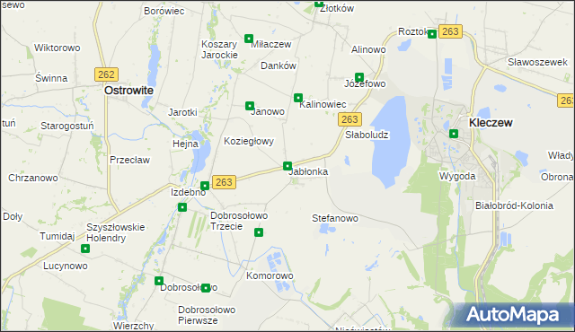 mapa Jabłonka gmina Kleczew, Jabłonka gmina Kleczew na mapie Targeo