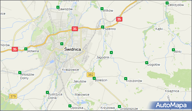 mapa Jagodnik gmina Świdnica, Jagodnik gmina Świdnica na mapie Targeo
