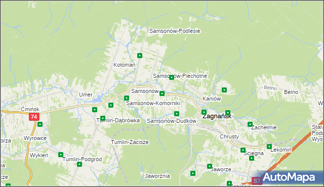 mapa Janaszów gmina Zagnańsk, Janaszów gmina Zagnańsk na mapie Targeo