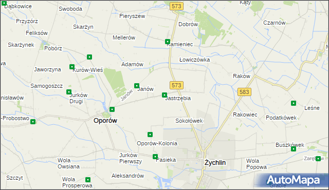 mapa Jastrzębia gmina Oporów, Jastrzębia gmina Oporów na mapie Targeo