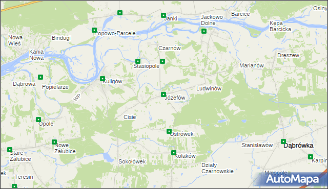 mapa Józefów gmina Dąbrówka, Józefów gmina Dąbrówka na mapie Targeo