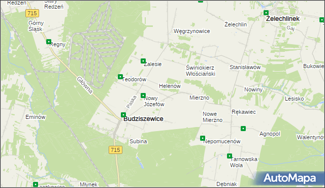 mapa Józefów Stary gmina Budziszewice, Józefów Stary gmina Budziszewice na mapie Targeo