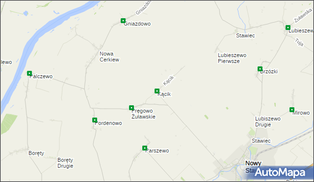 mapa Kącik gmina Nowy Staw, Kącik gmina Nowy Staw na mapie Targeo