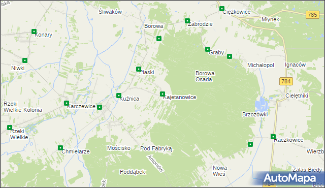 mapa Kajetanowice, Kajetanowice na mapie Targeo